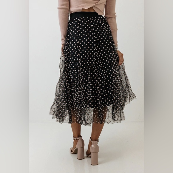 BCBGeneration Black and Gold Polka Dot Skirt Women - Picture 3 of 7